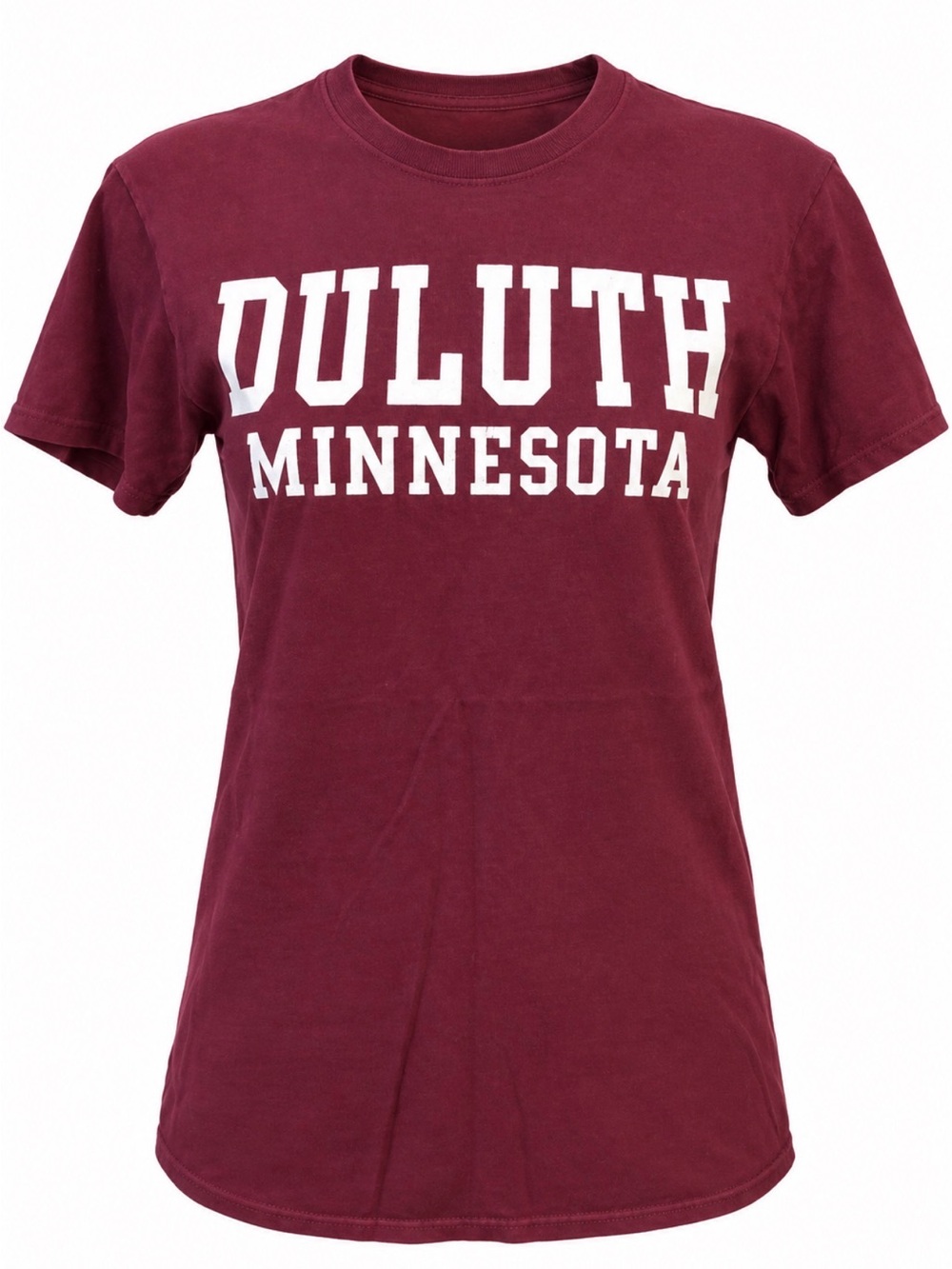 Women’s  Duluth Minnesota T-shirt Crew Neck Maroon Size Small